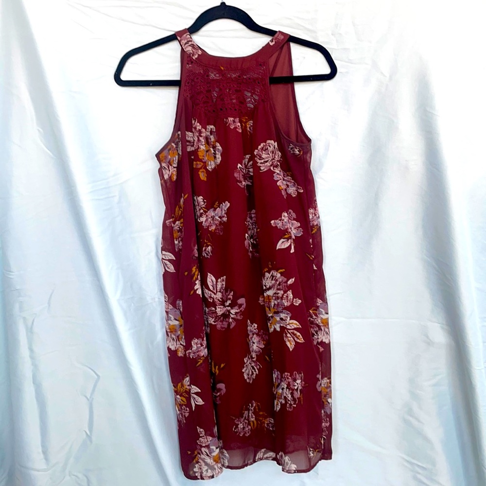 Burgundy Flower Dress - Picture 1 of 5